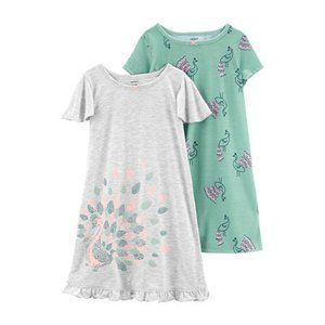 Brand new size 4/5 Carter's mint green & gray peacock gowns 2 pack